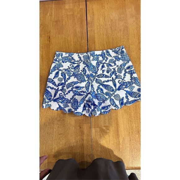 LILLY PULITZER BLUE SEA SHELL SCALLOPED TRIM SHORTS WOMENS SIZE 00 - Picture 6 of 9